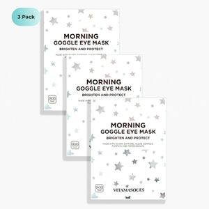 Vitamasques Morning Goggle Eye Mask Brighten Protect Silver Caffeine 3 Pack
